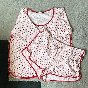 LAKE Heart Print Pajama Set